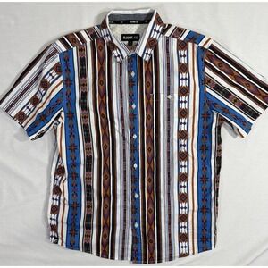 Rank 45 Men's 90s Style  Southwestern Print Short Sleeve Button-Down Size Medium